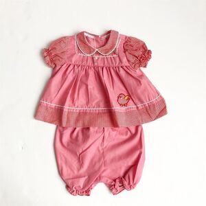 VTG chick appliqué top/bottom set looks 12-18m